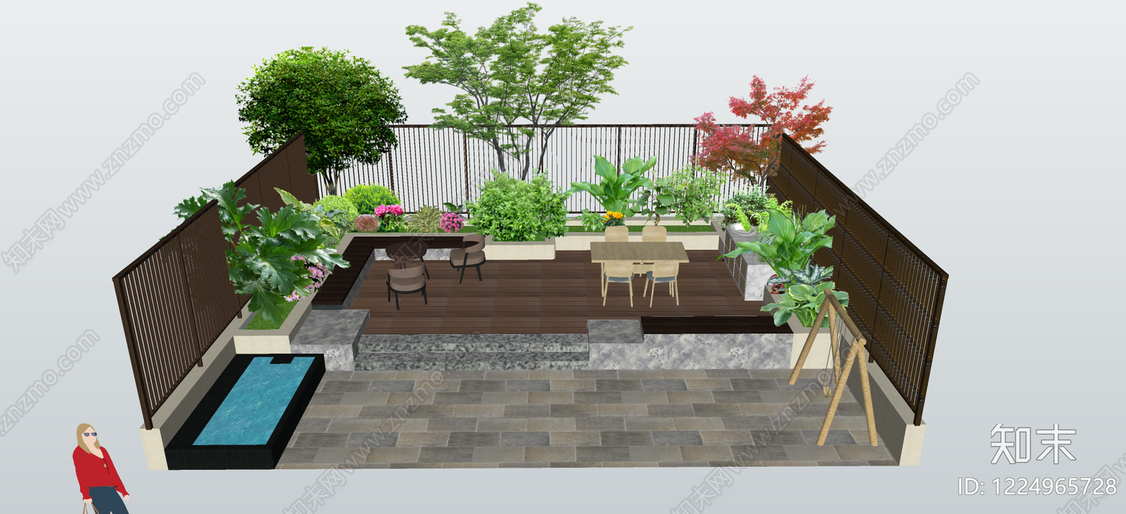 现代别墅庭院SU模型下载【ID:1224965728】