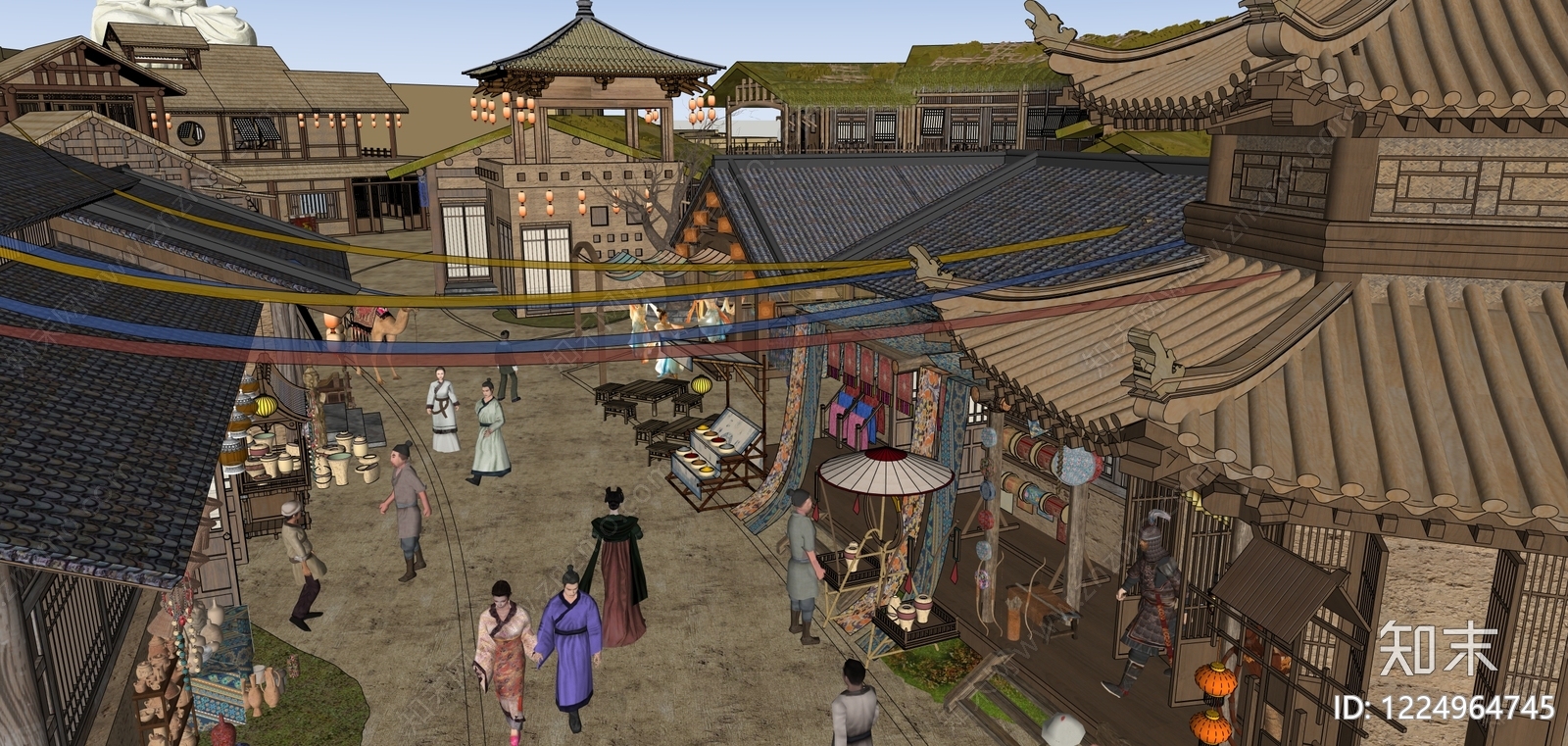 中式古建商业街SU模型草图