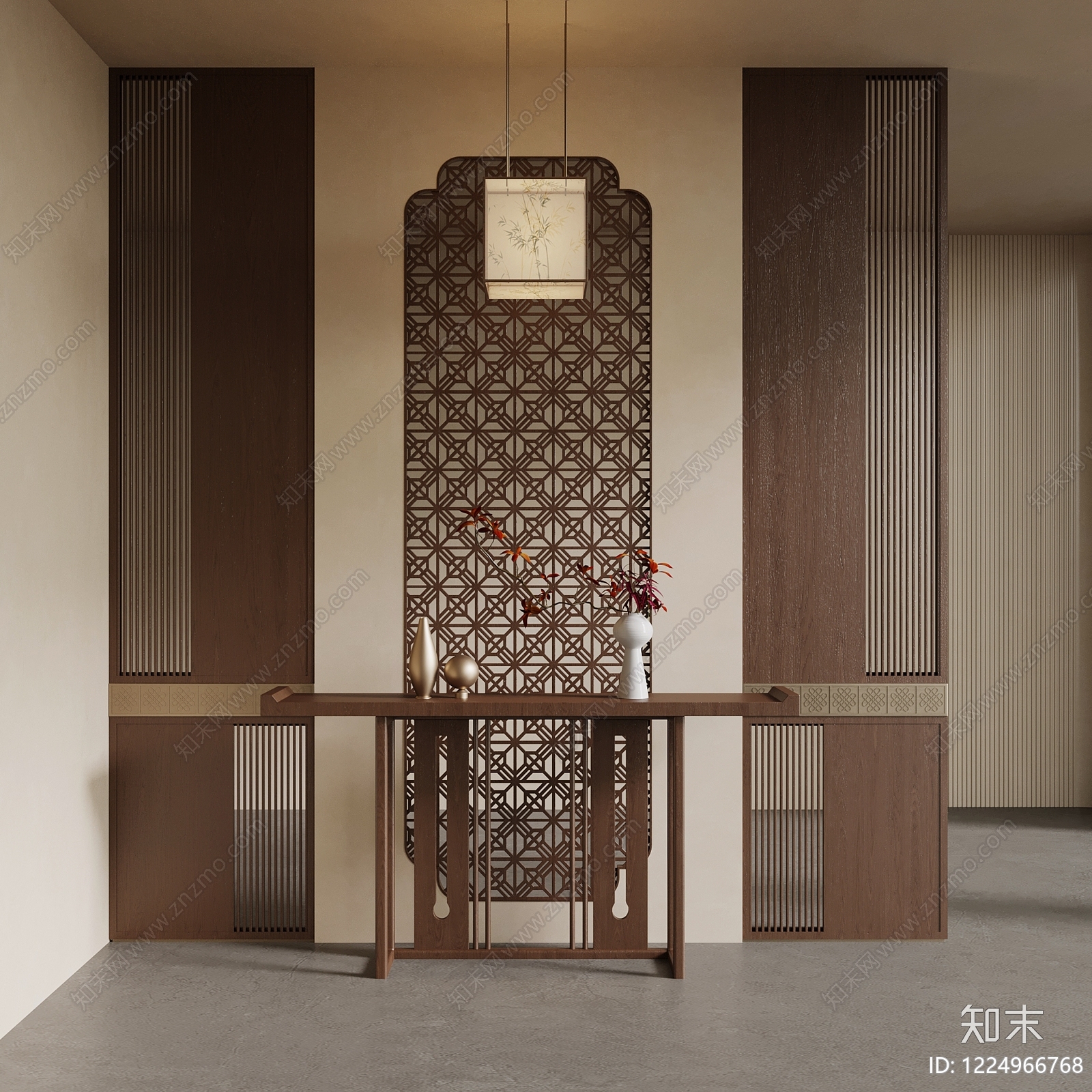 新中式玄关SU模型下载【ID:1224966768】