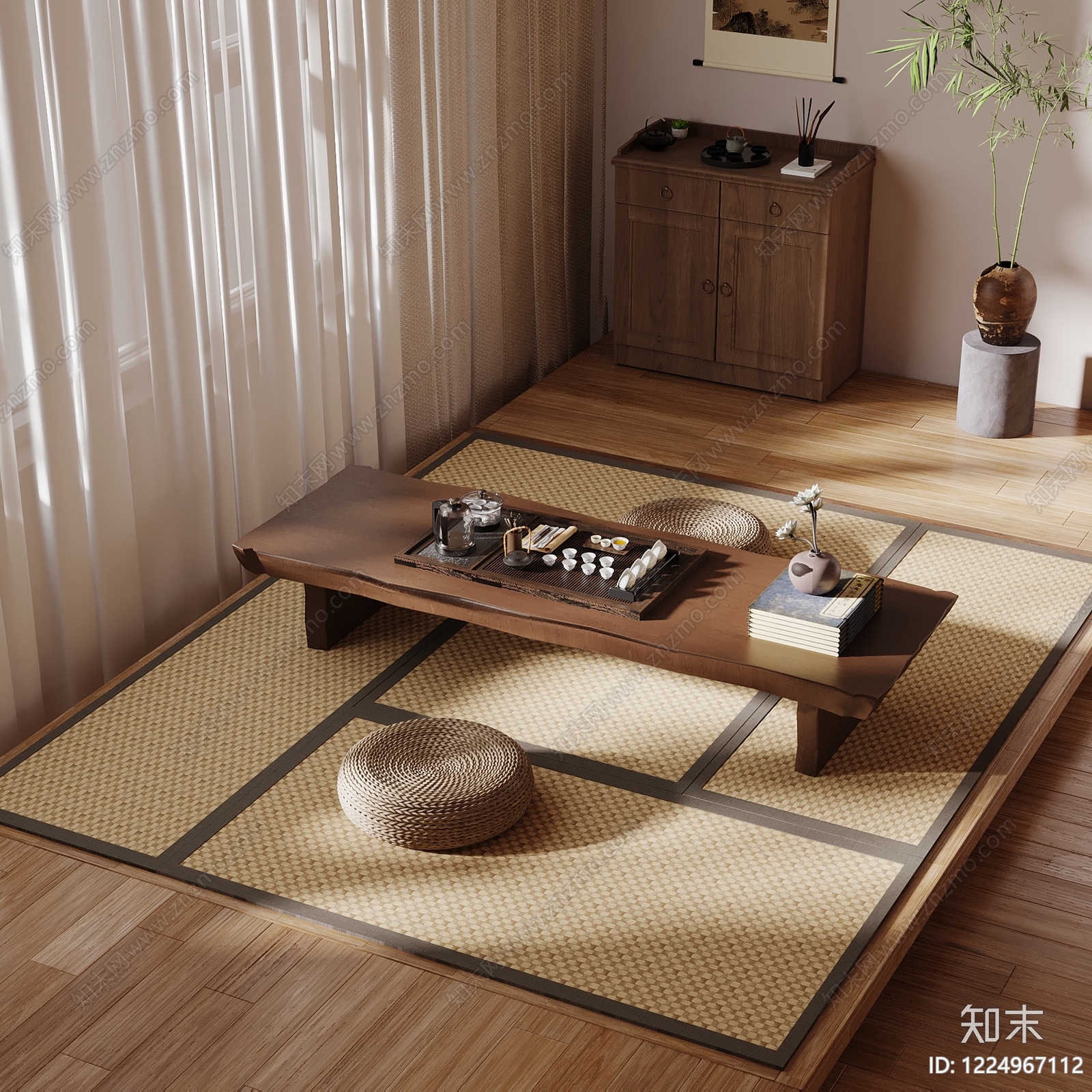 新中式茶室SU模型下载【ID:1224967112】