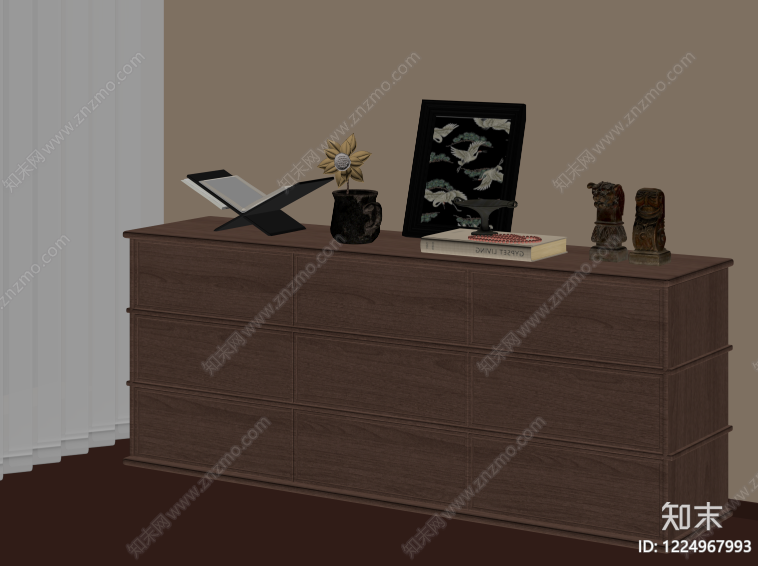 新中式玄关柜SU模型下载【ID:1224967993】