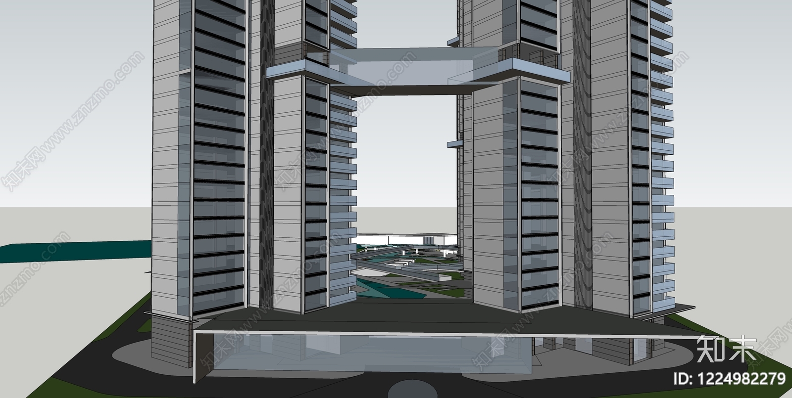 现代主义超高层住宅楼SU模型草图