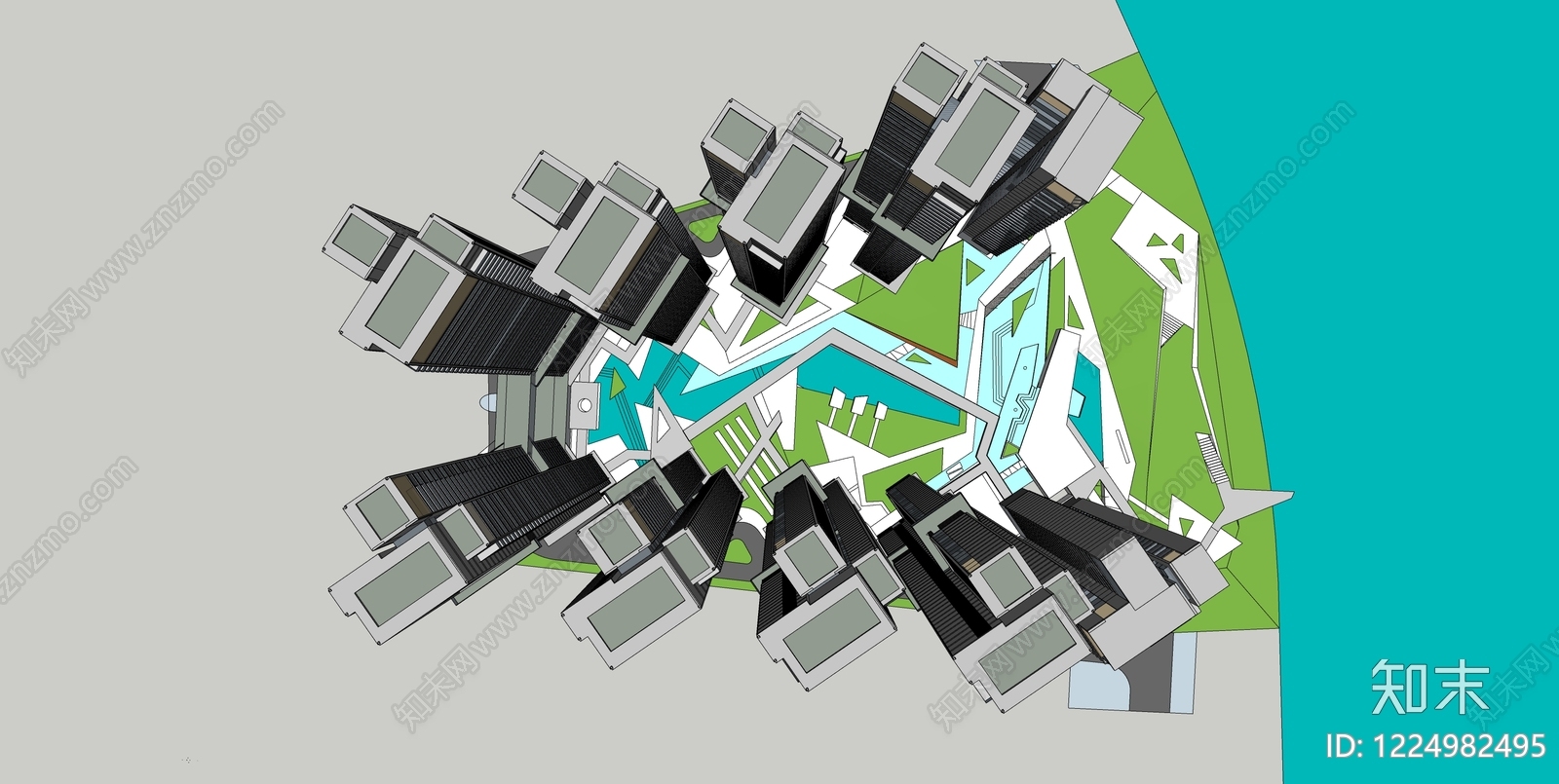 现代主义超高层住宅楼SU模型草图