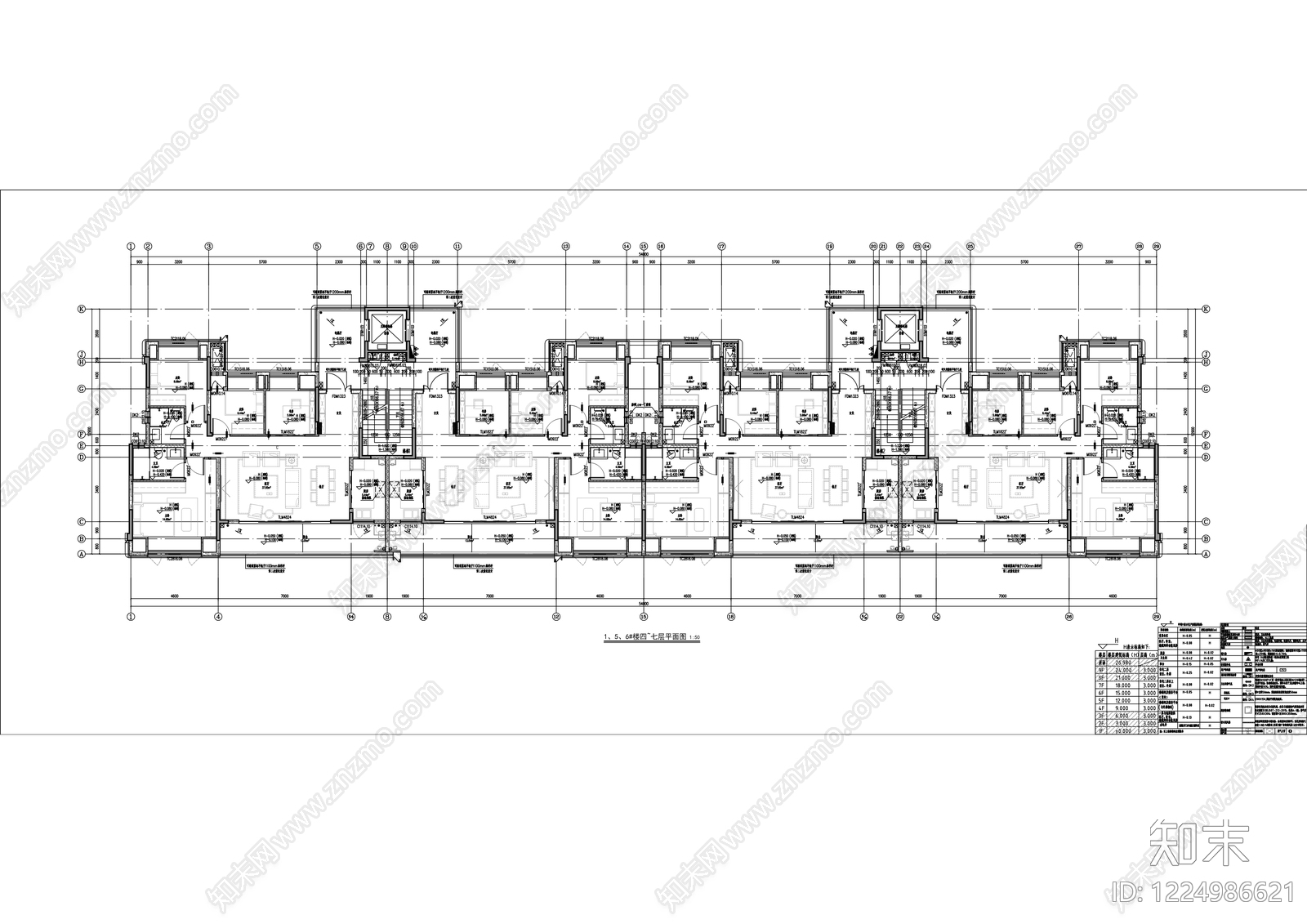 住宅楼建筑cad施工图下载【ID:1224986621】