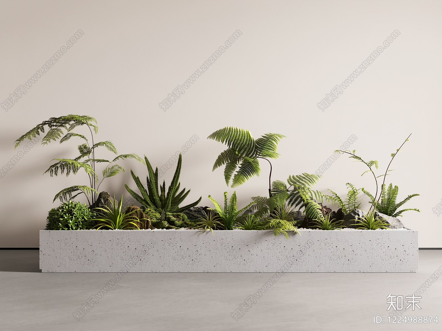 现代简约植物组合SU模型草图