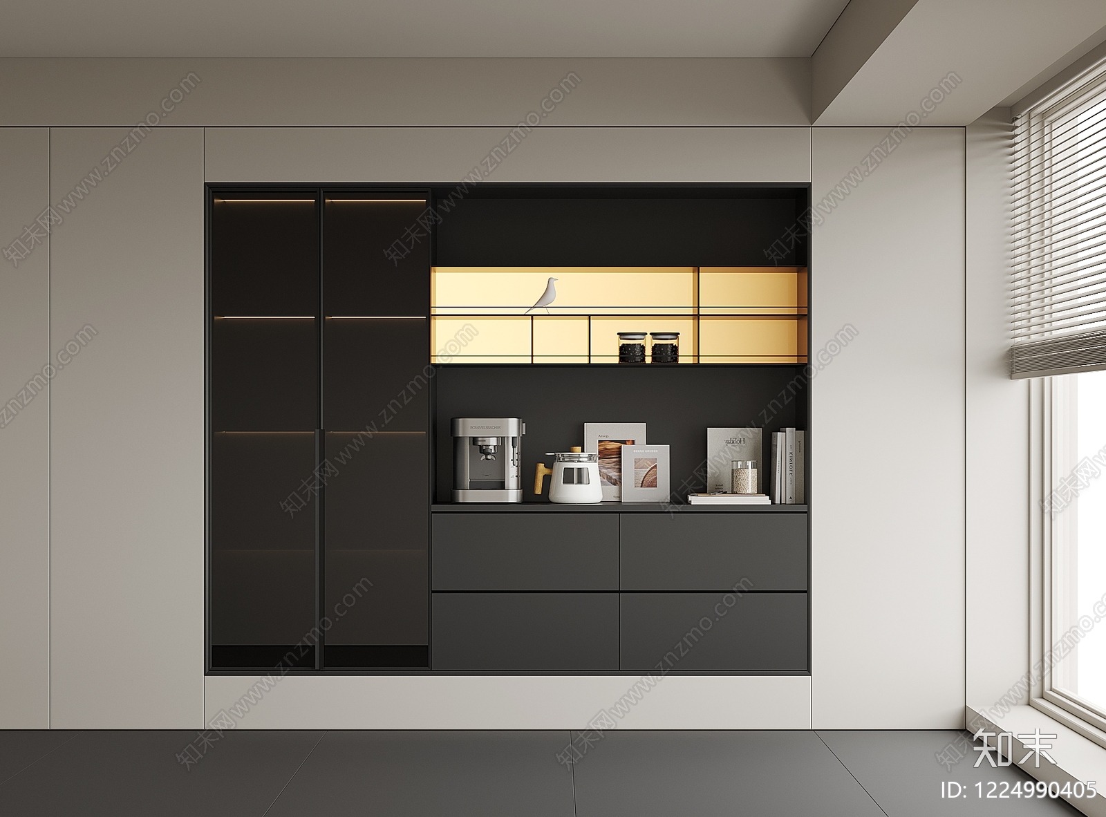 意式极简酒柜3D模型下载【ID:1224990405】