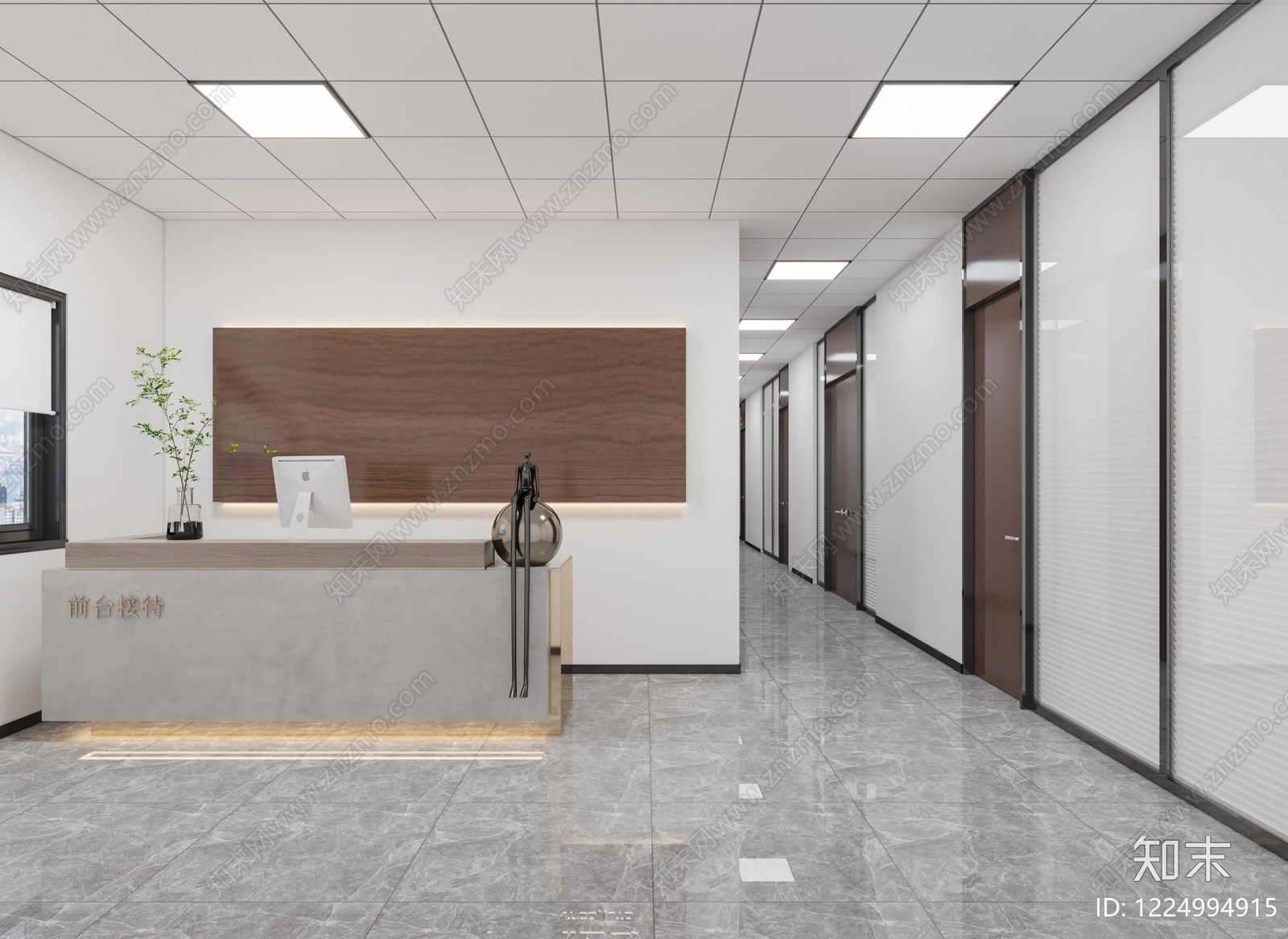 现代简约办公大厅3D模型下载【ID:1224994915】