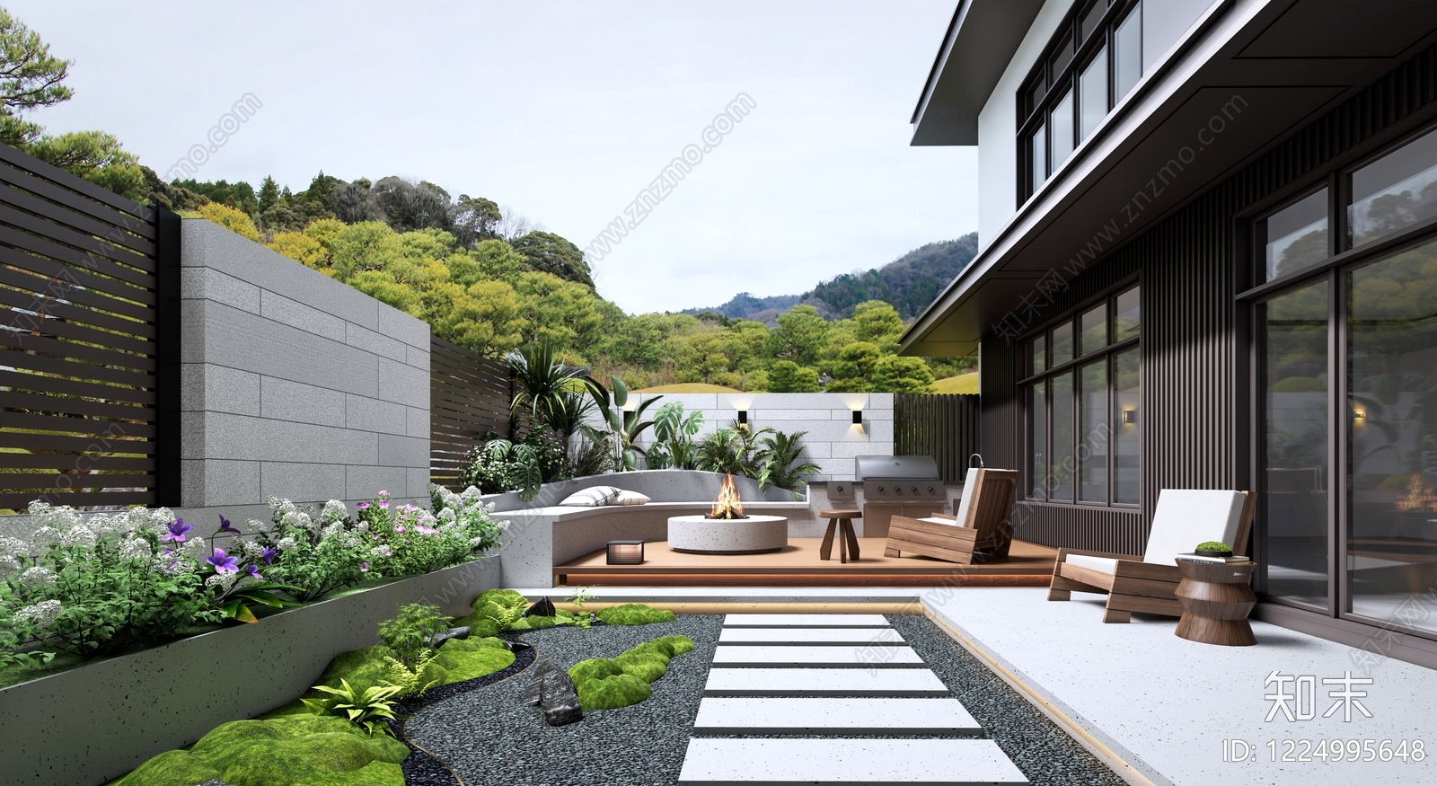现代别墅庭院SU模型草图