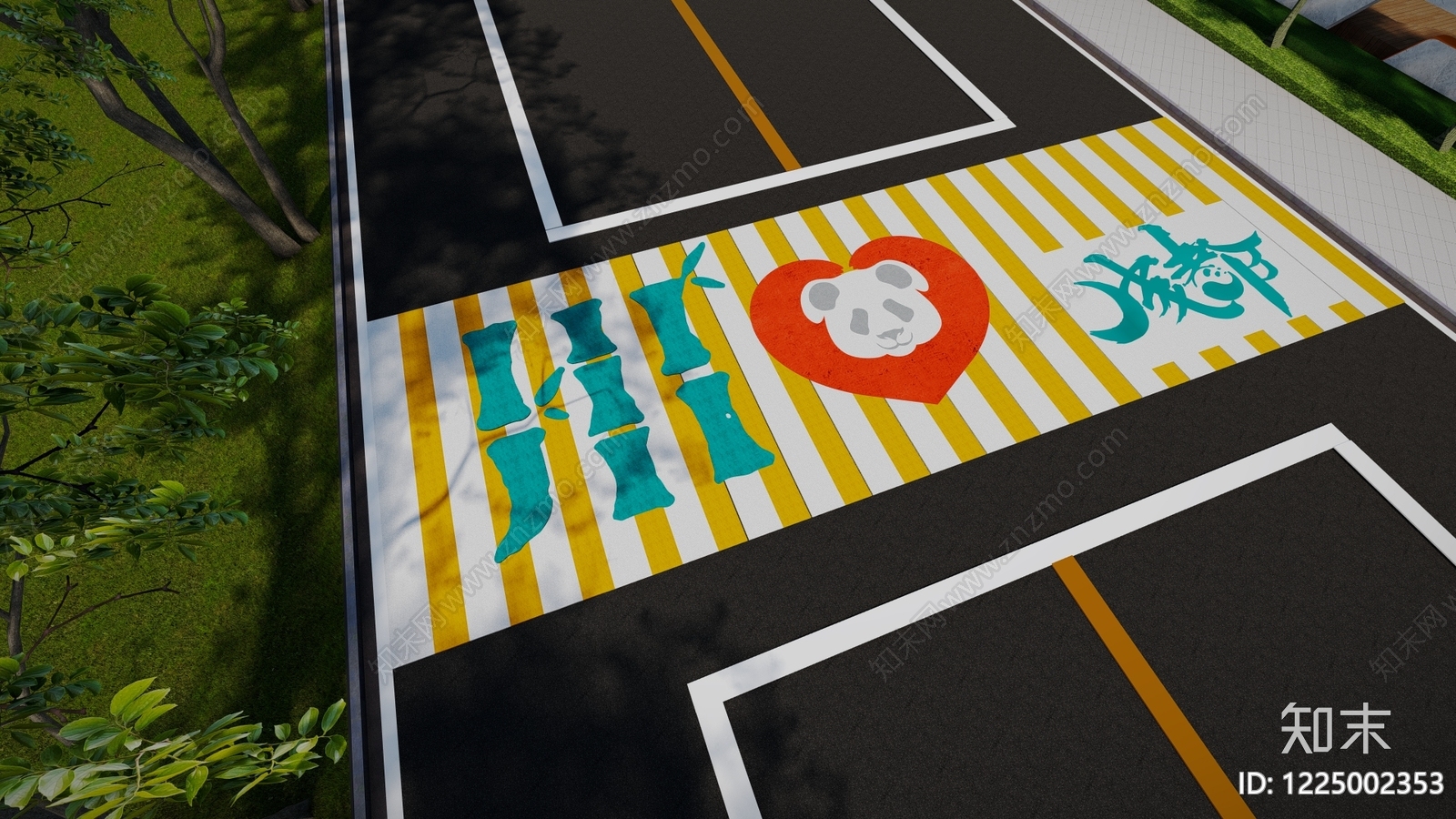 现代人行道路SU模型草图