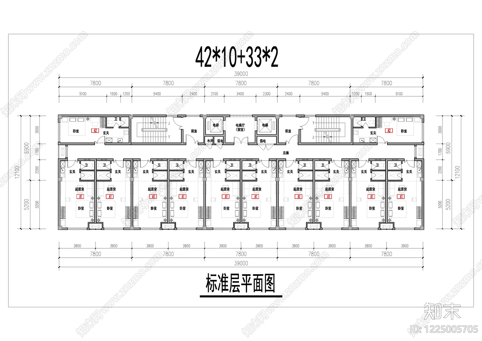 公寓建筑cad施工图下载【ID:1225005705】