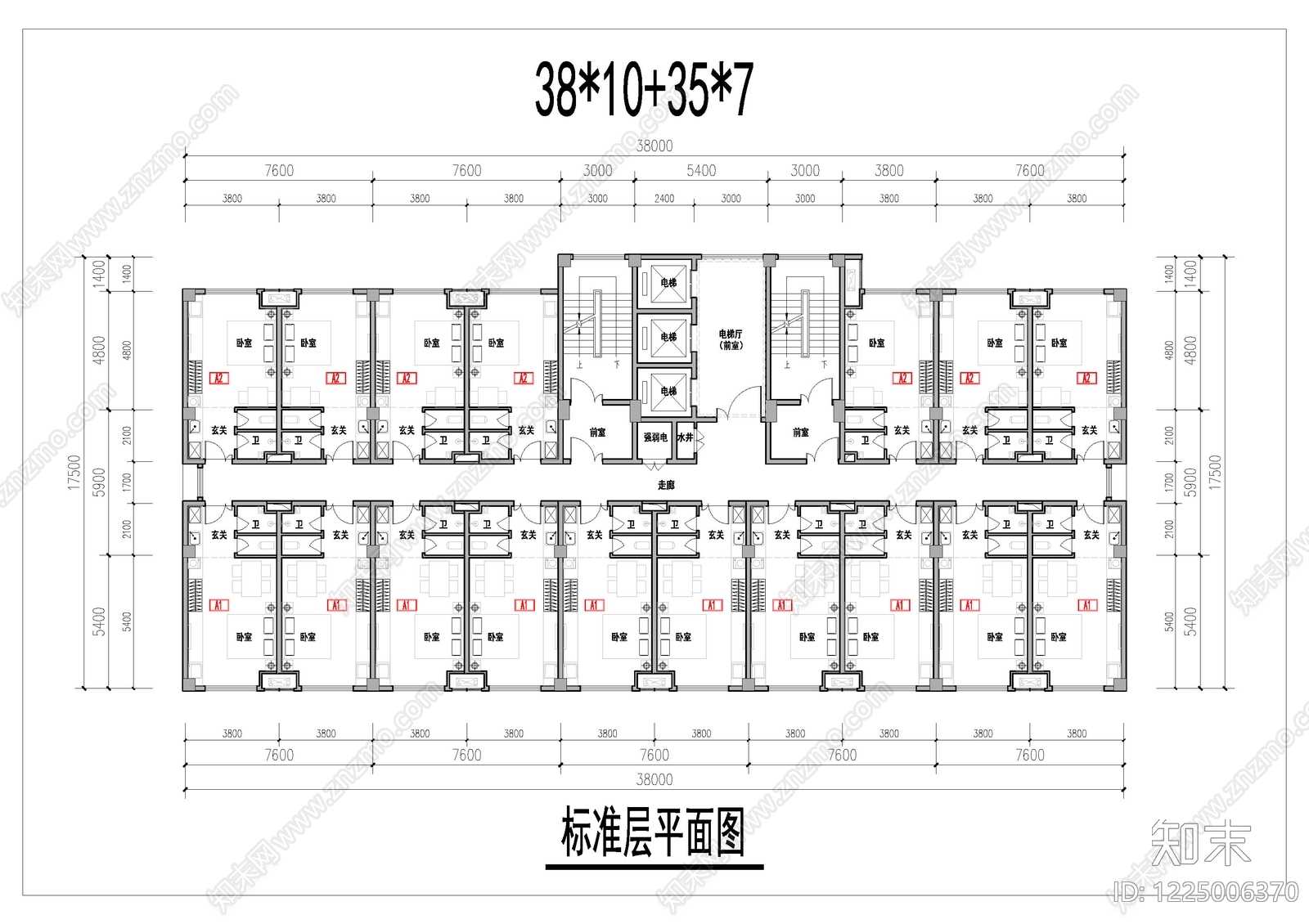 公寓建筑cad施工图下载【ID:1225006370】