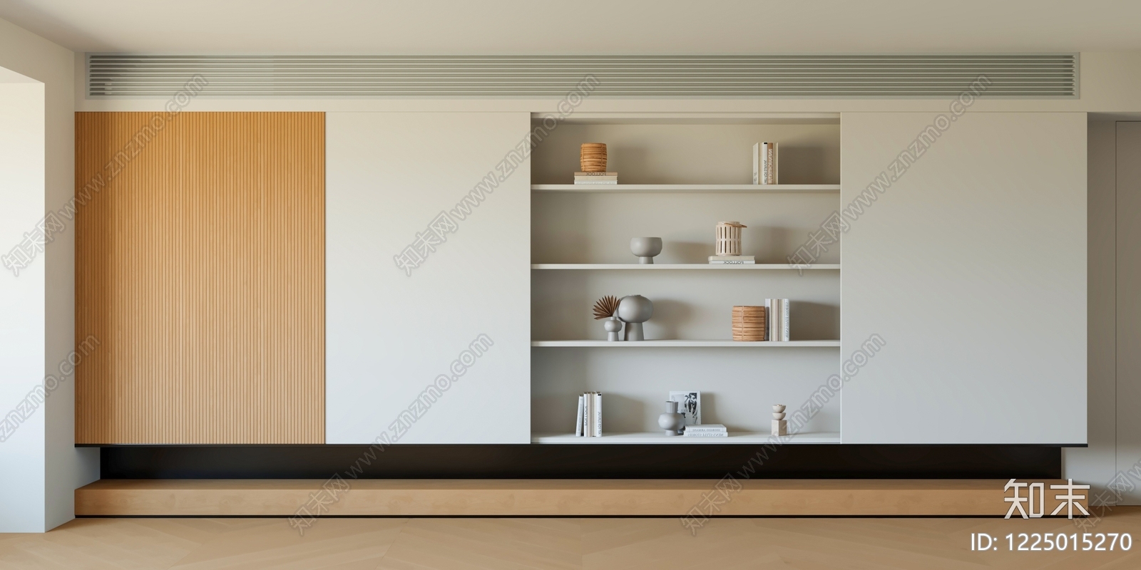 现代简约书柜3D模型下载【ID:1225015270】