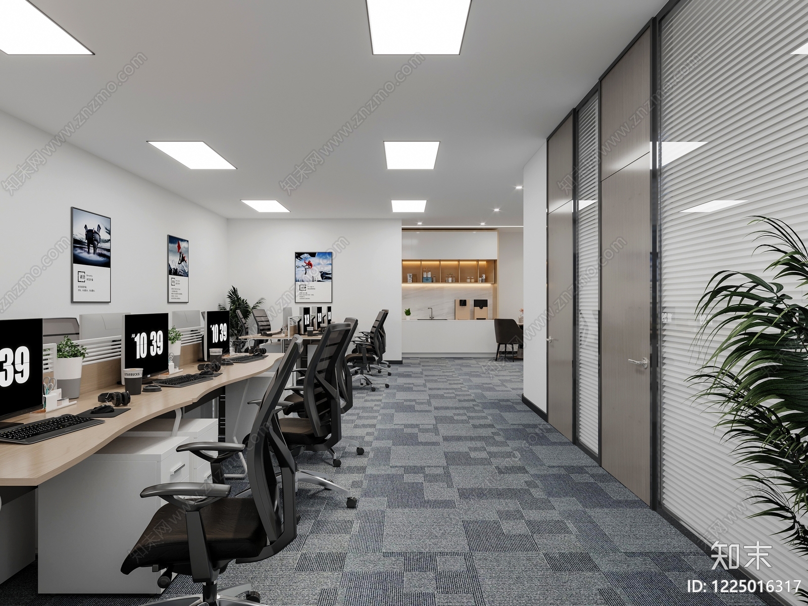 现代简约办公区3D模型下载【ID:1225016317】
