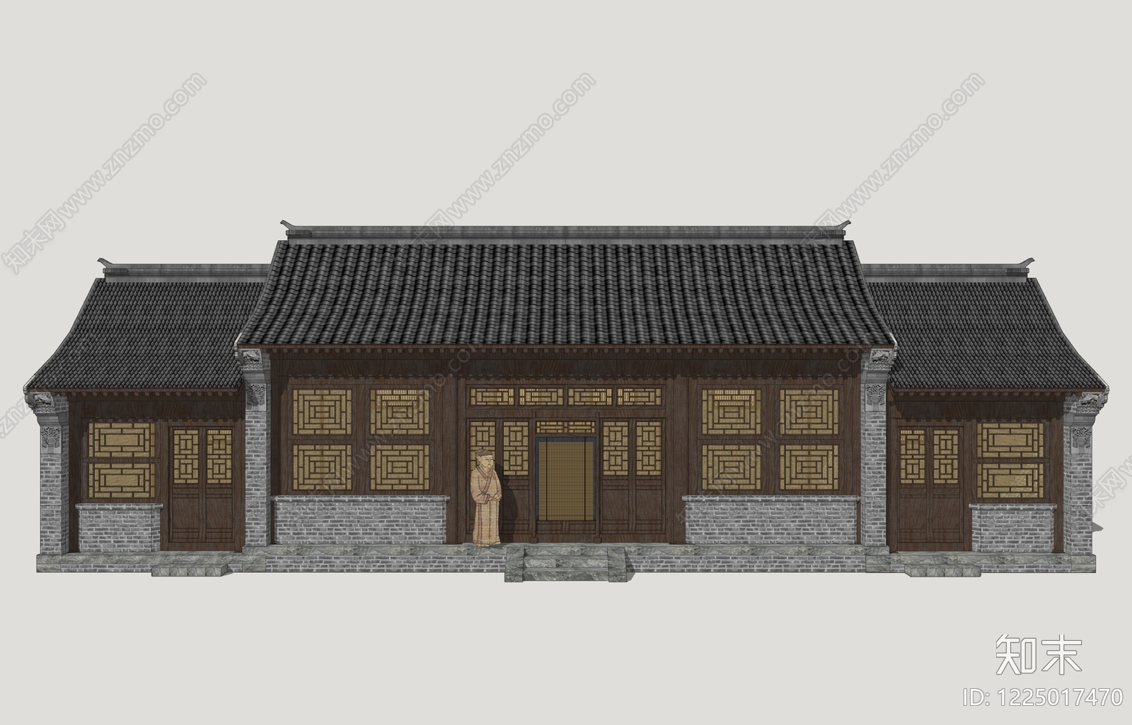 中式古建乡村民房SU模型草图