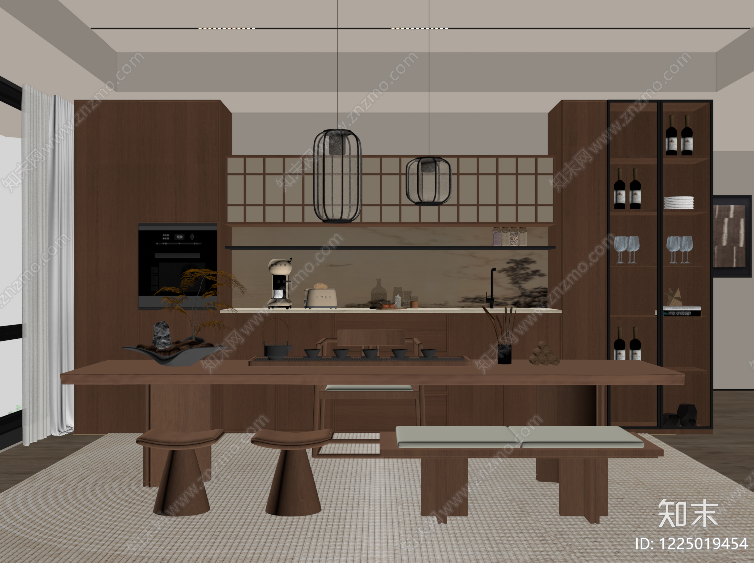 新中式茶室SU模型下载【ID:1225019454】