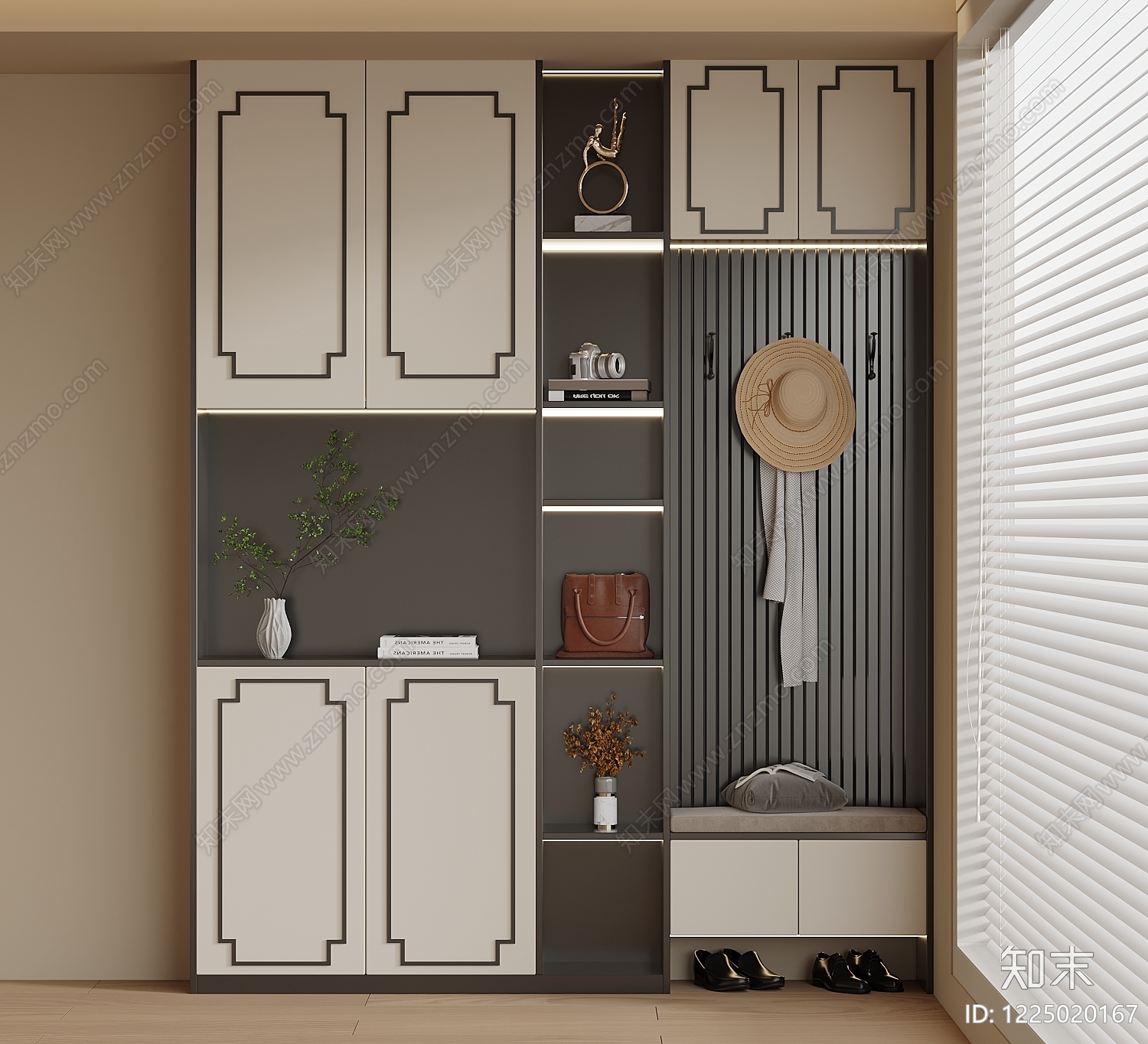 新中式鞋柜SU模型下载【ID:1225020167】