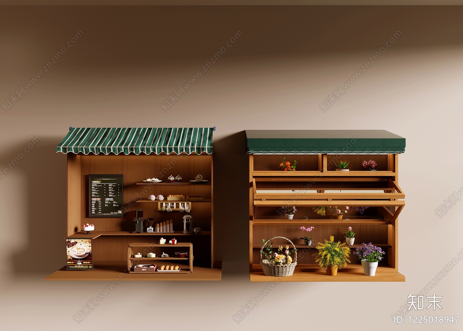 原木风食品展台SU模型下载【ID:1225018947】