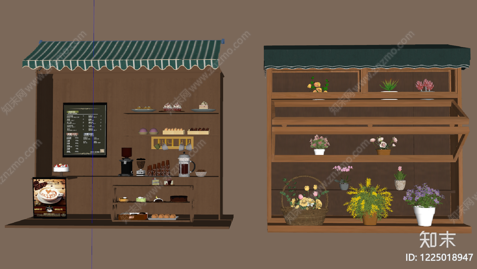 原木风食品展台SU模型下载【ID:1225018947】