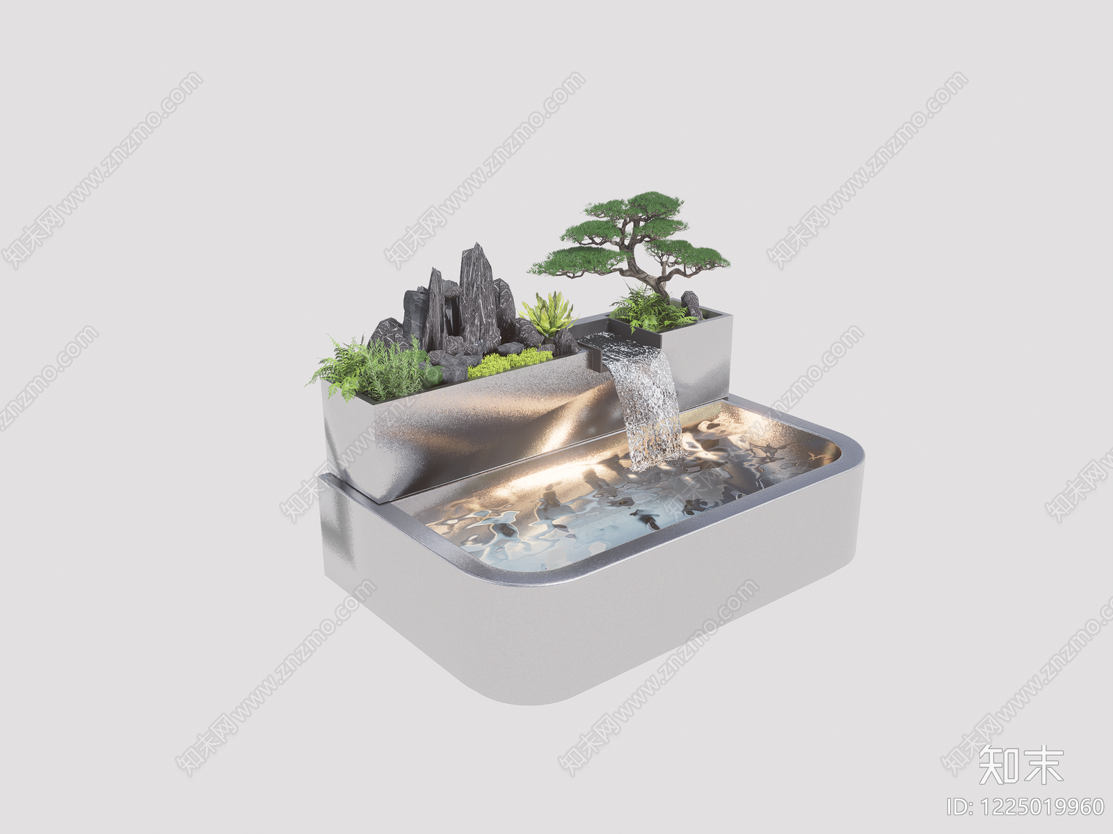 新中式水景设施SU模型草图