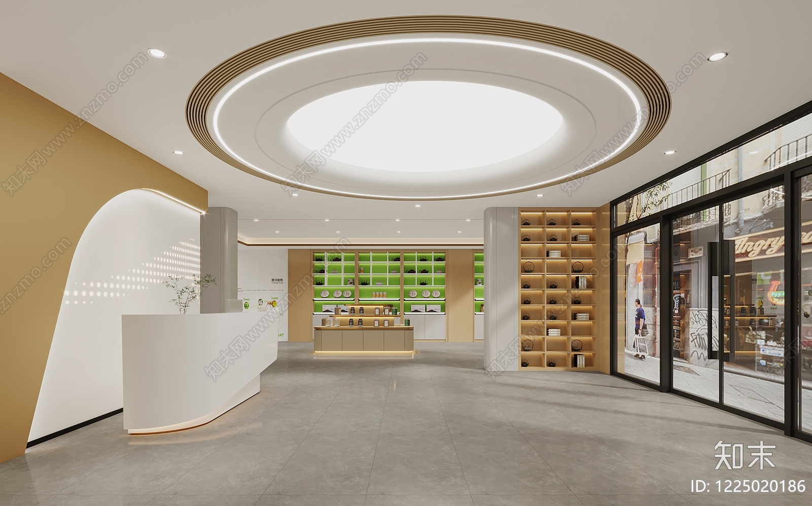 现代简约茶展厅3D模型渲染效果图