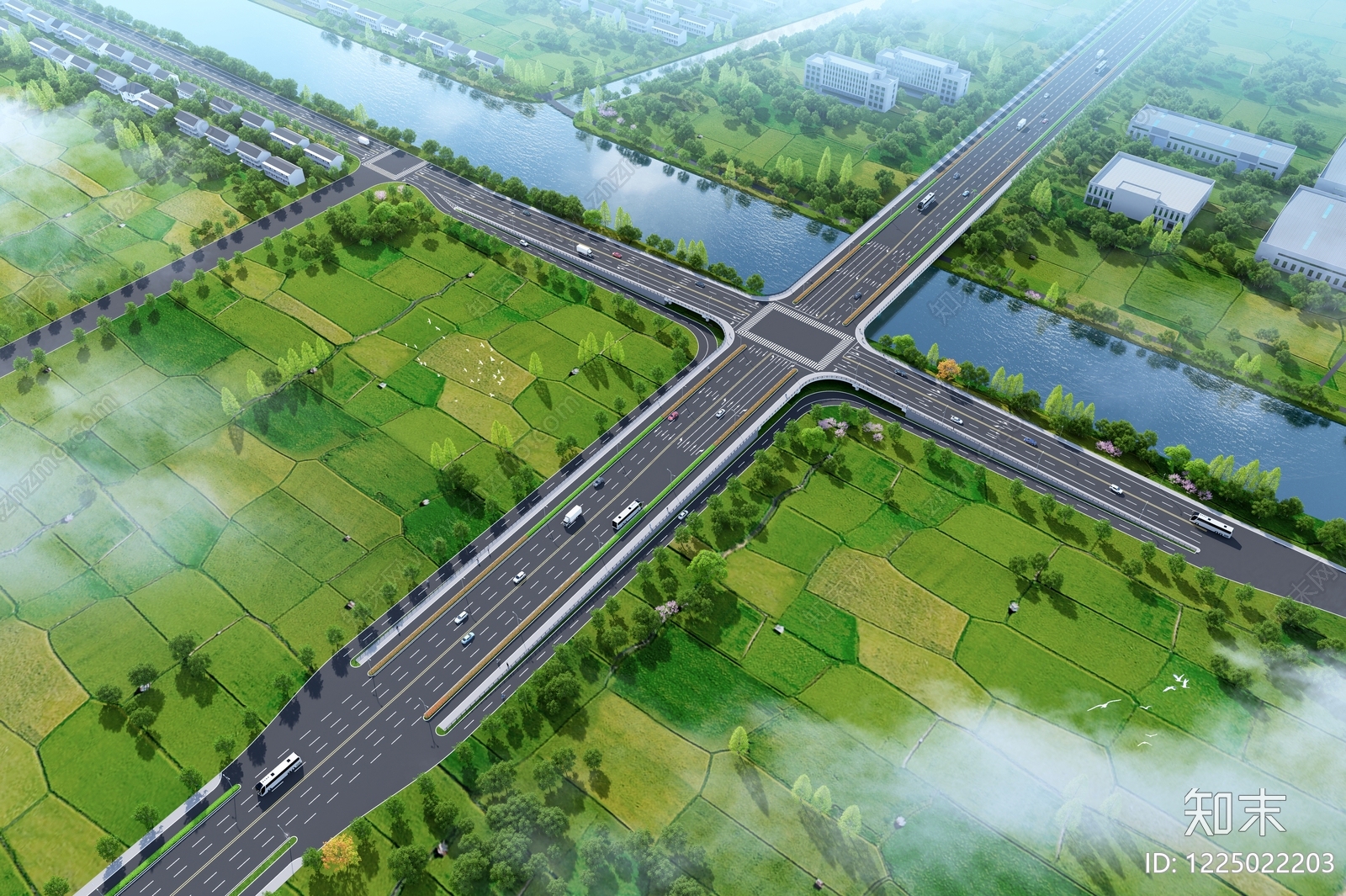 现代主义车行道路SU模型草图