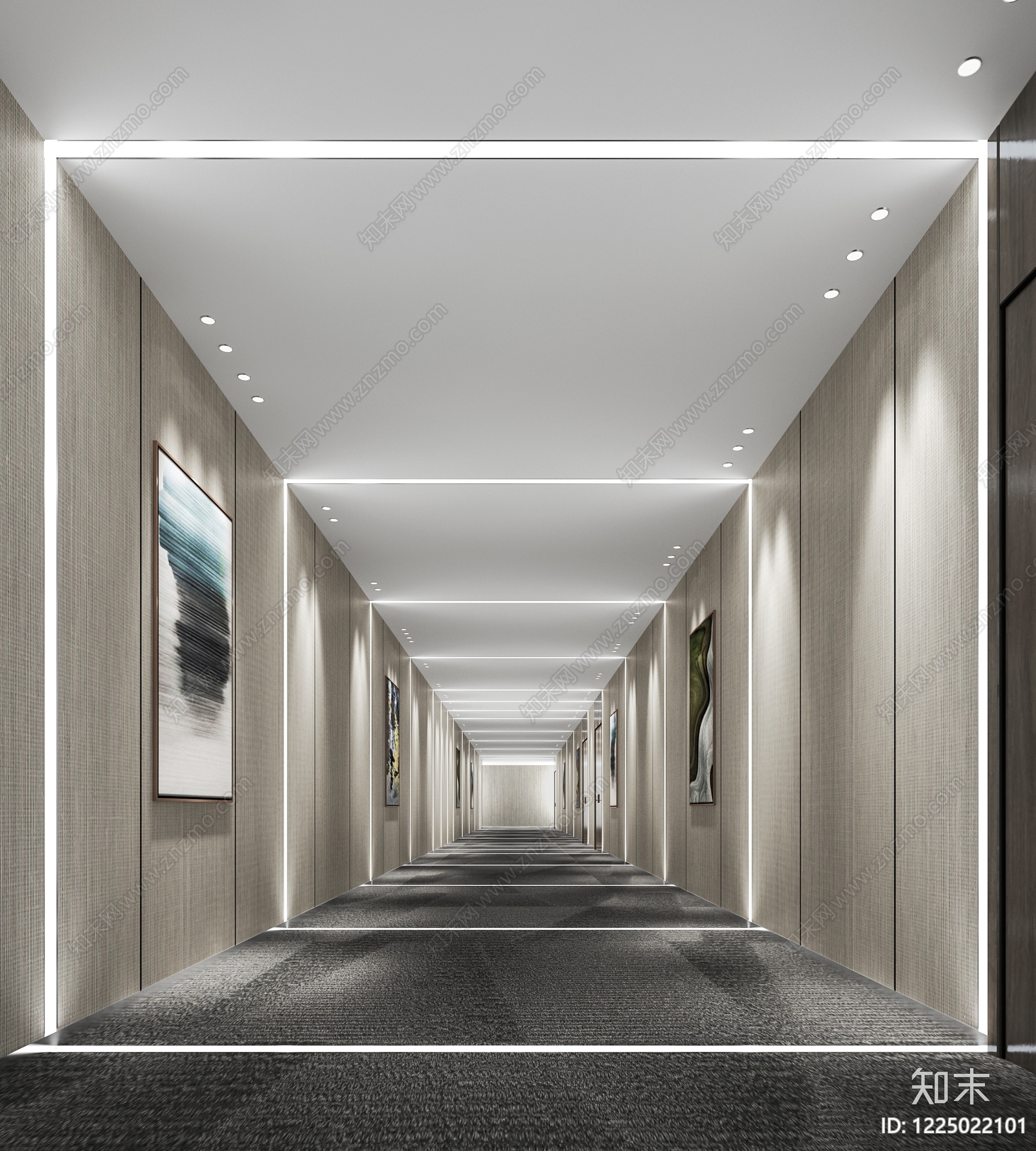 极简酒店走廊3D模型下载【ID:1225022101】