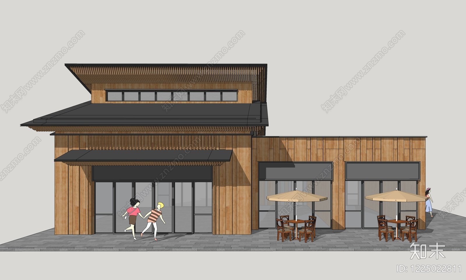日式餐饮建筑SU模型草图