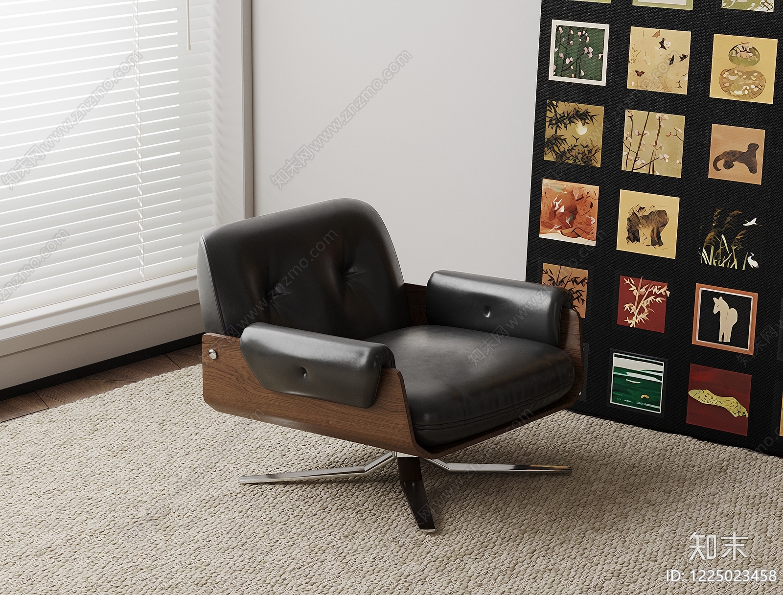 中古风休闲椅3D模型下载【ID:1225023458】