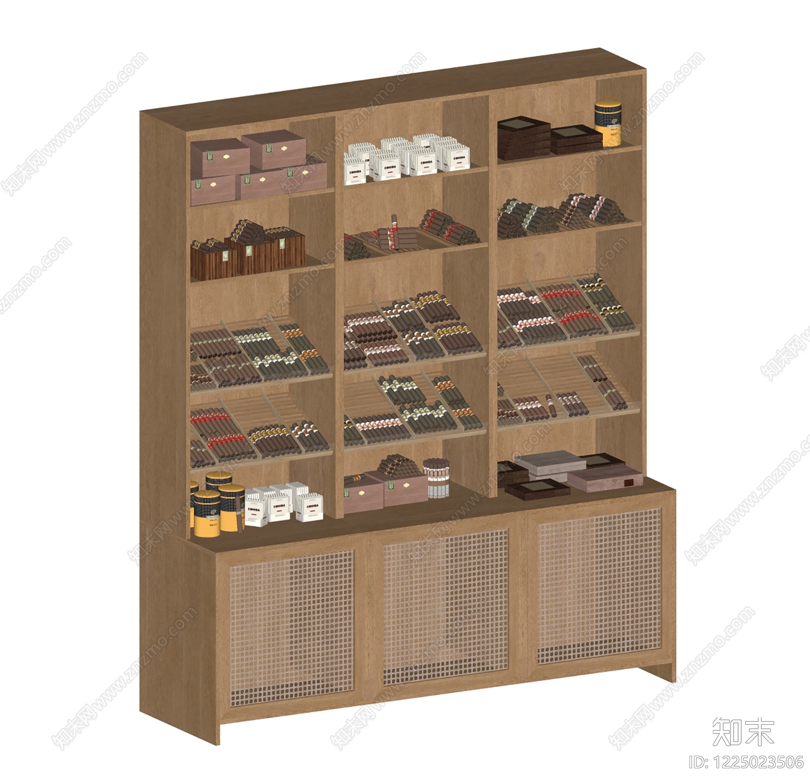 原木风储物柜SU模型下载【ID:1225023506】
