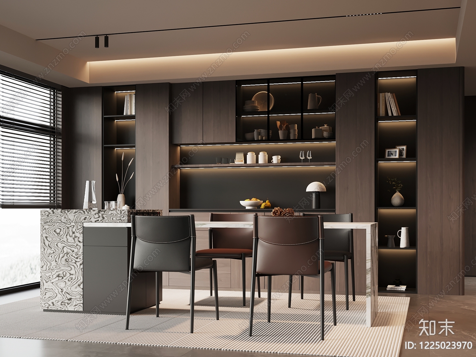 意式极简家居餐厅3D模型下载【ID:1225023970】