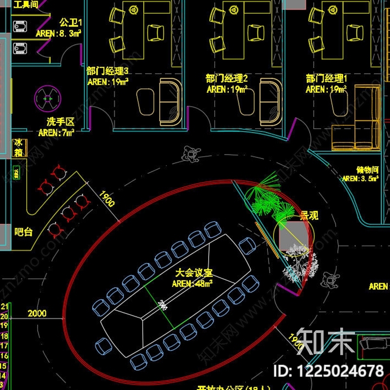整体办公空间cad施工图下载【ID:1225024678】