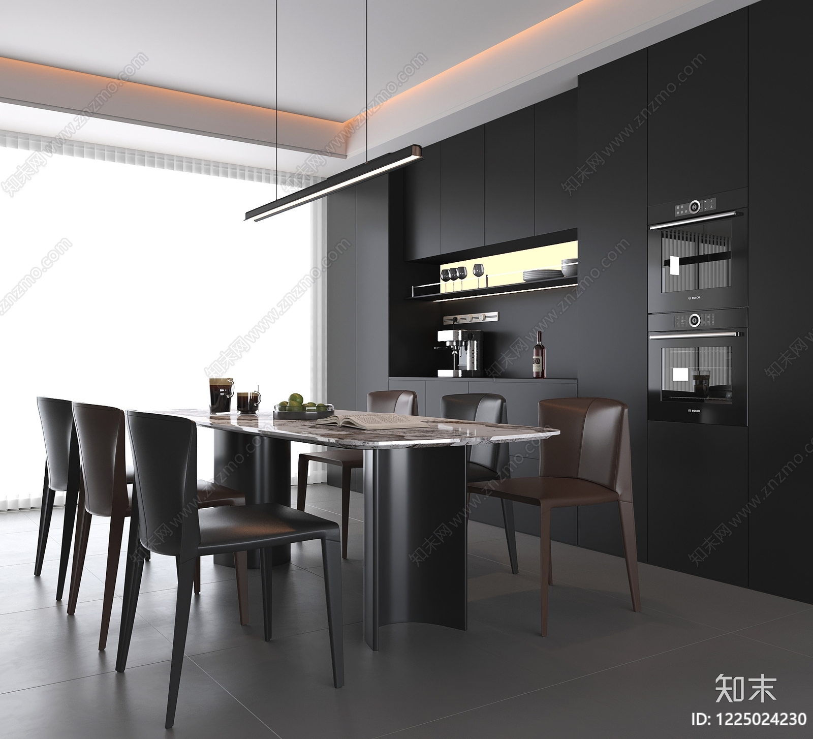 意式极简家居餐厅SU模型下载【ID:1225024230】