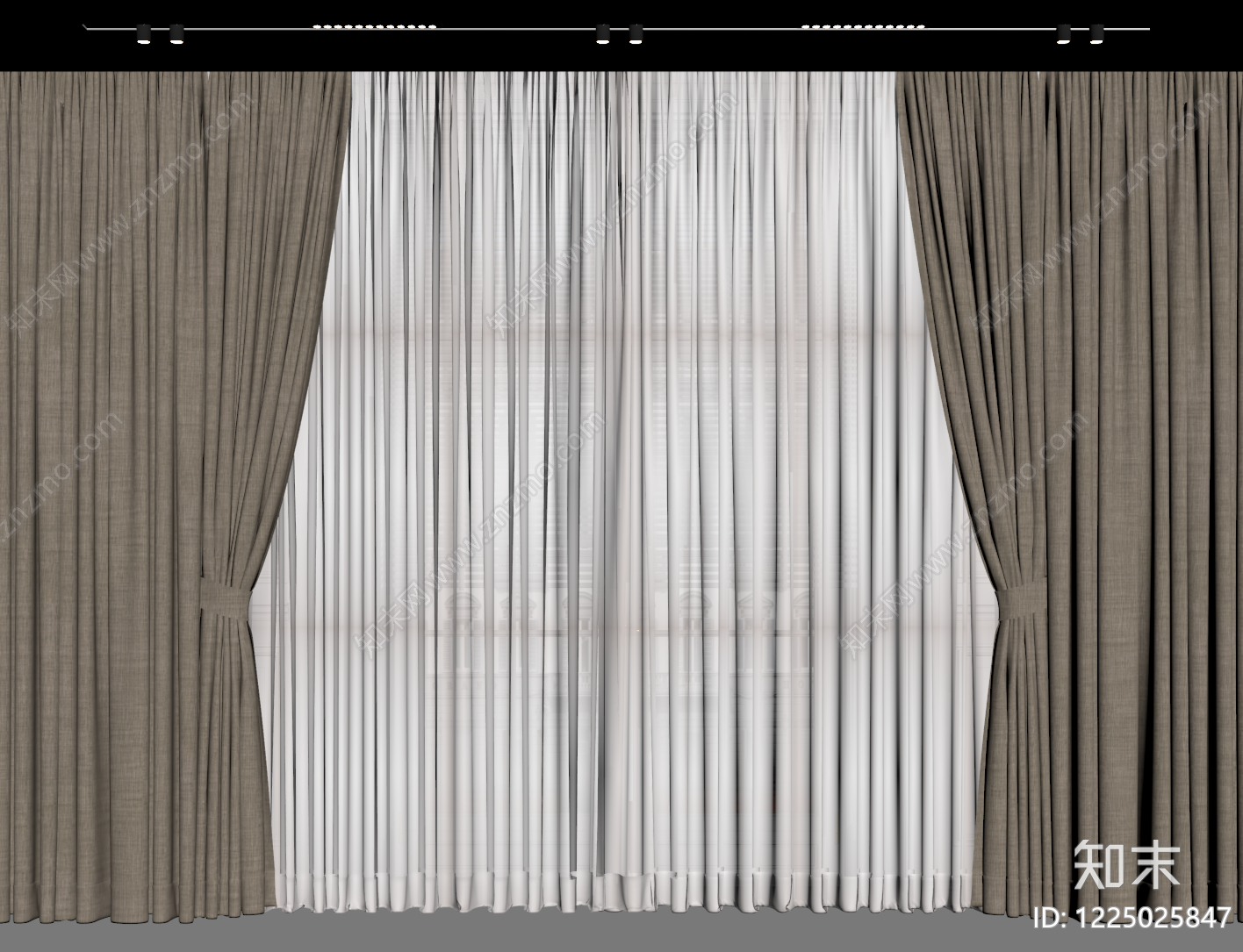 现代简约窗帘SU模型下载【ID:1225025847】