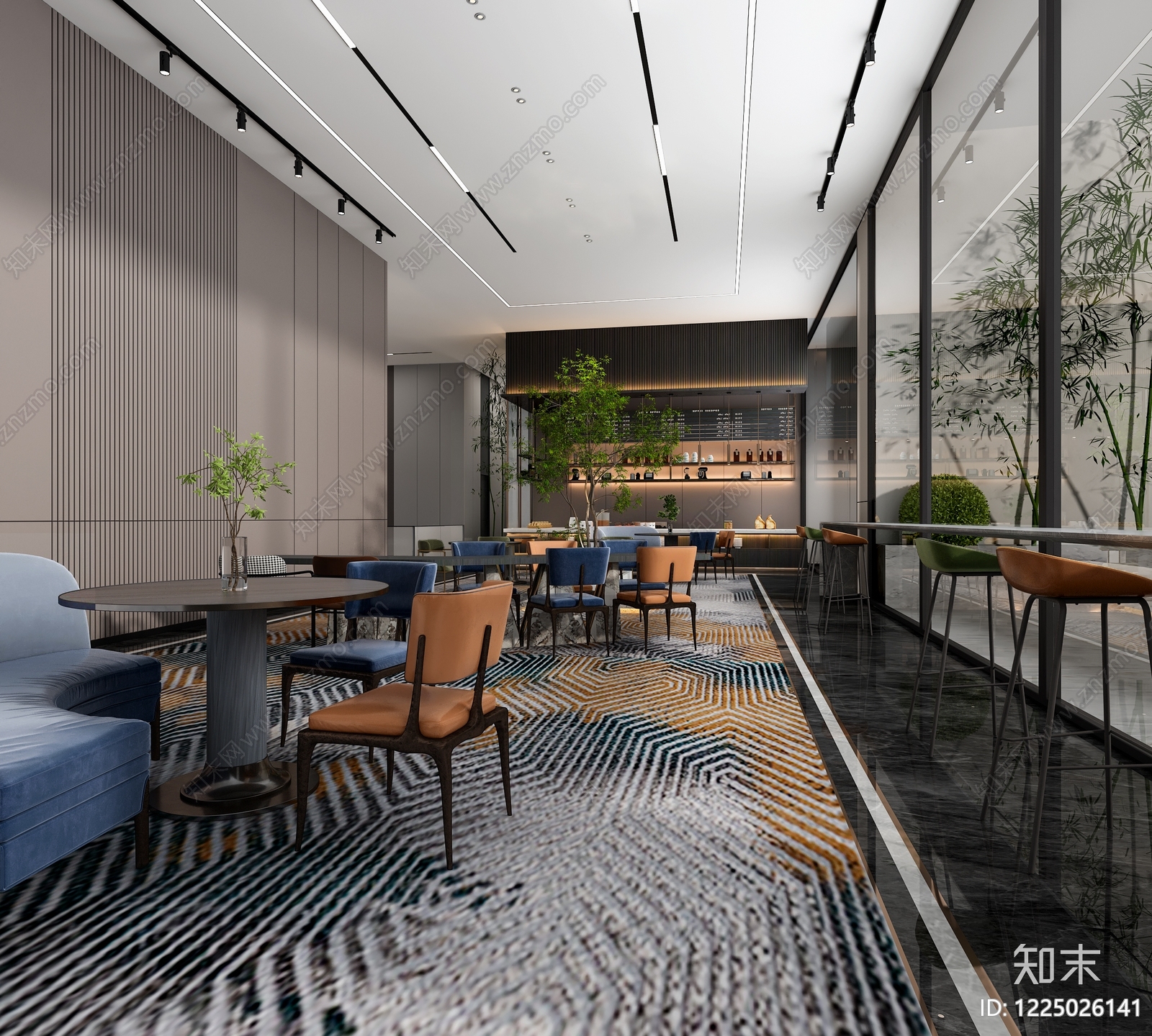 轻奢咖啡厅3D模型下载【ID:1225026141】