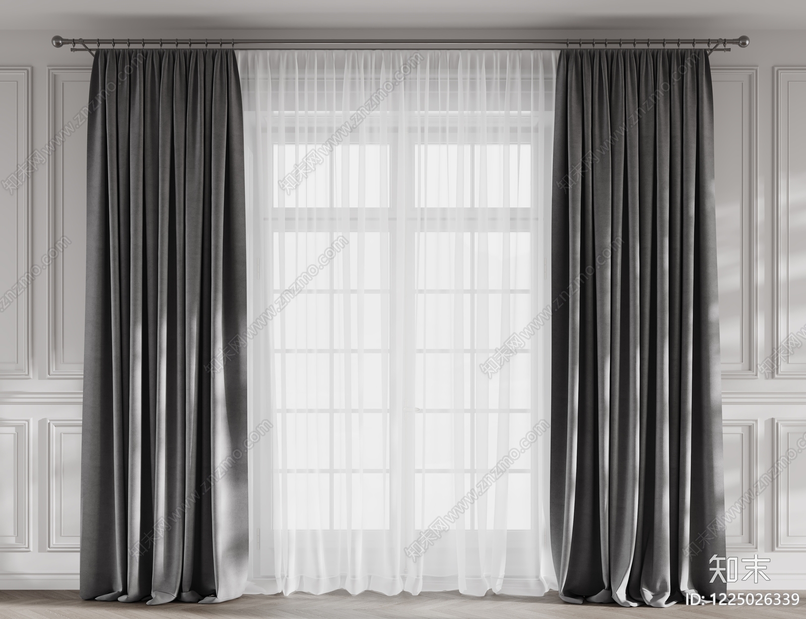 现代简约窗帘SU模型下载【ID:1225026339】