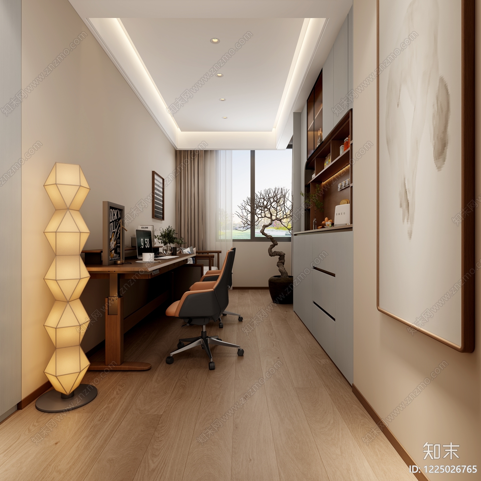 新中式办公室3D模型下载【ID:1225026765】