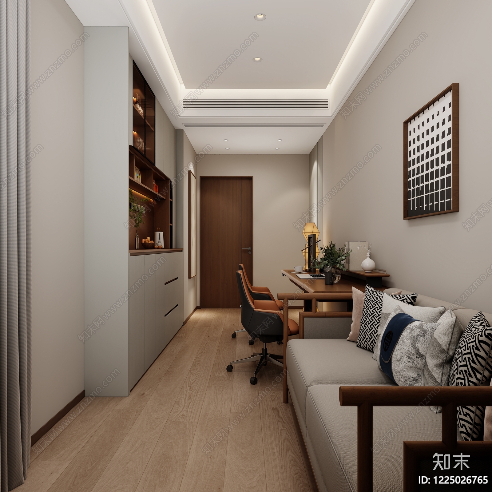 新中式办公室3D模型下载【ID:1225026765】