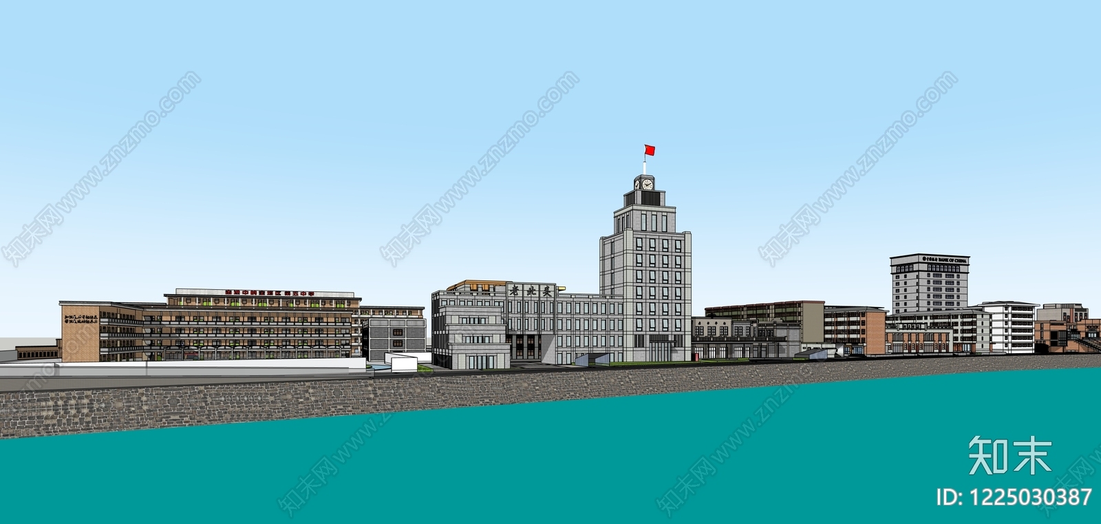 现代主义商业街SU模型下载【ID:1225030387】