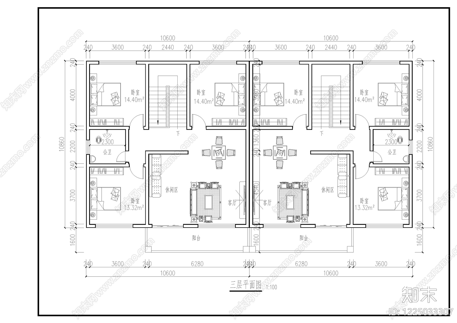 别墅建筑cad施工图下载【ID:1225033307】