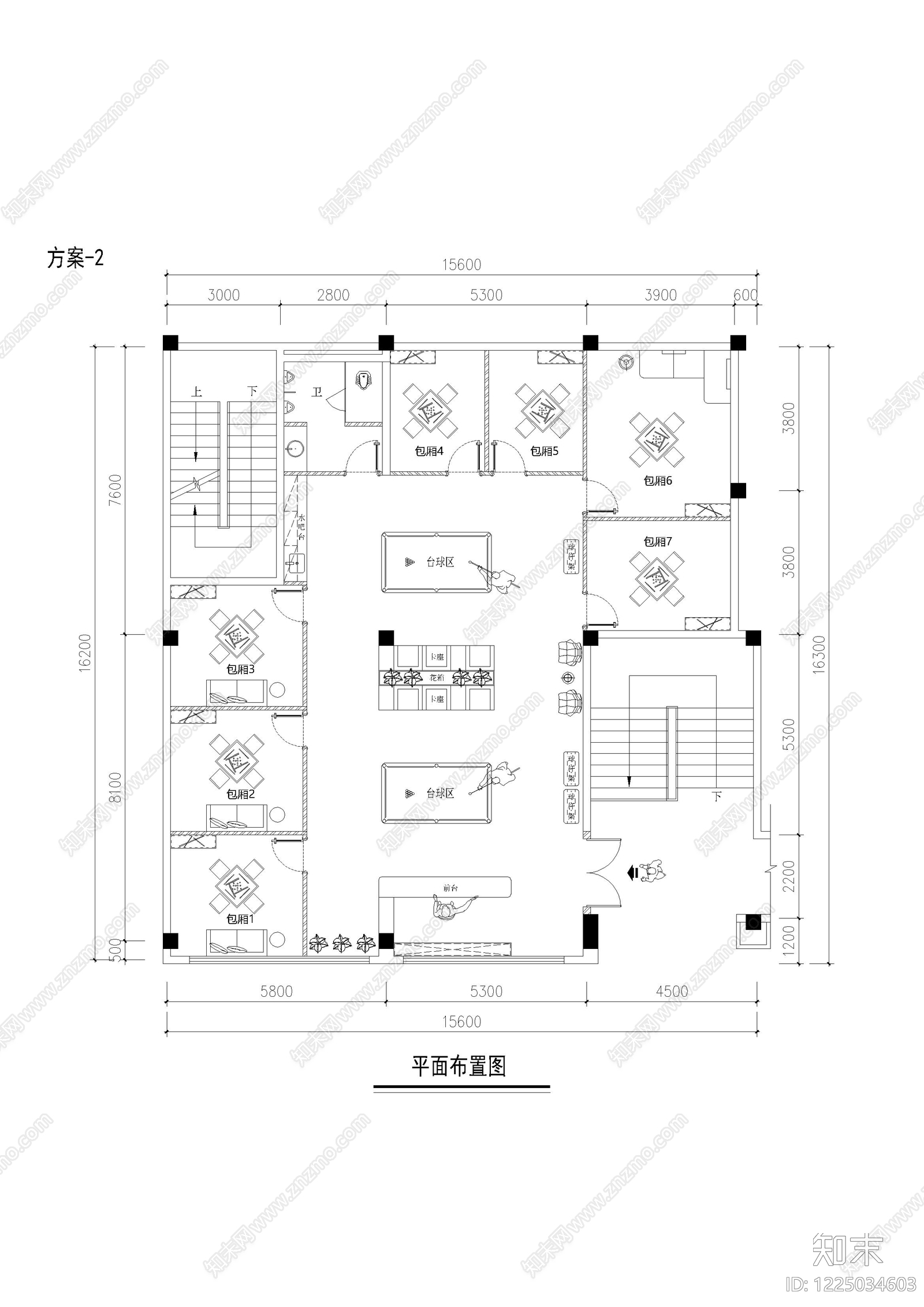 棋牌室cad施工图下载【ID:1225034603】