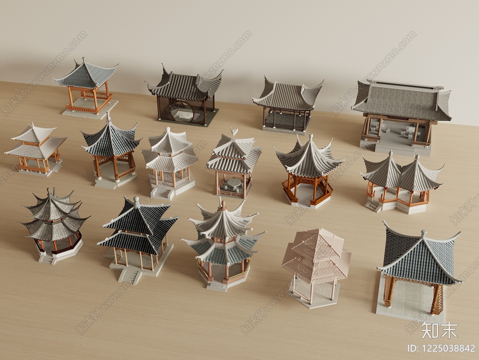 中式古建亭子SU模型草图