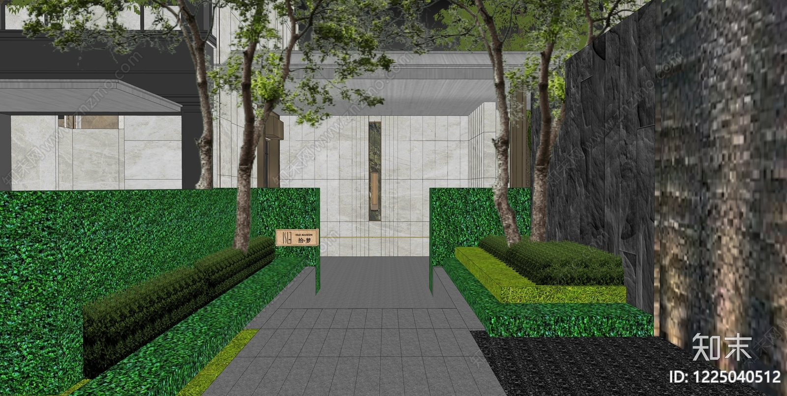 现代主义小区景观SU模型下载【ID:1225040512】