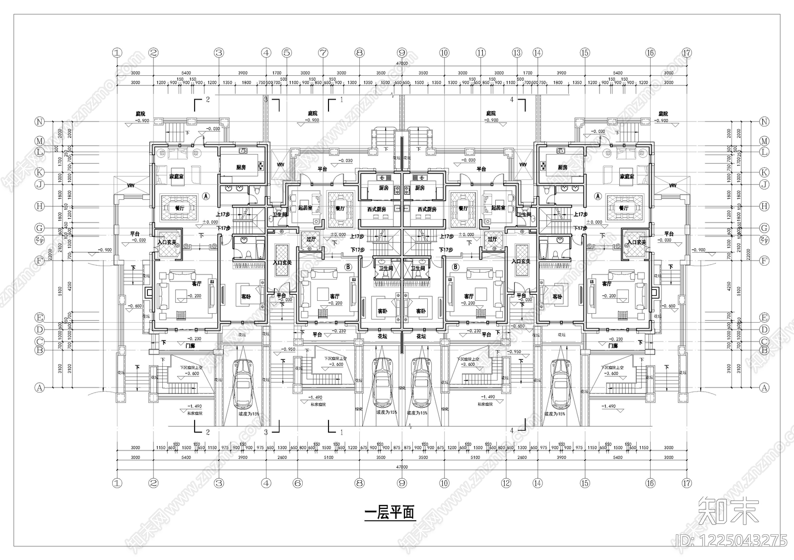 别墅建筑cad施工图下载【ID:1225043275】