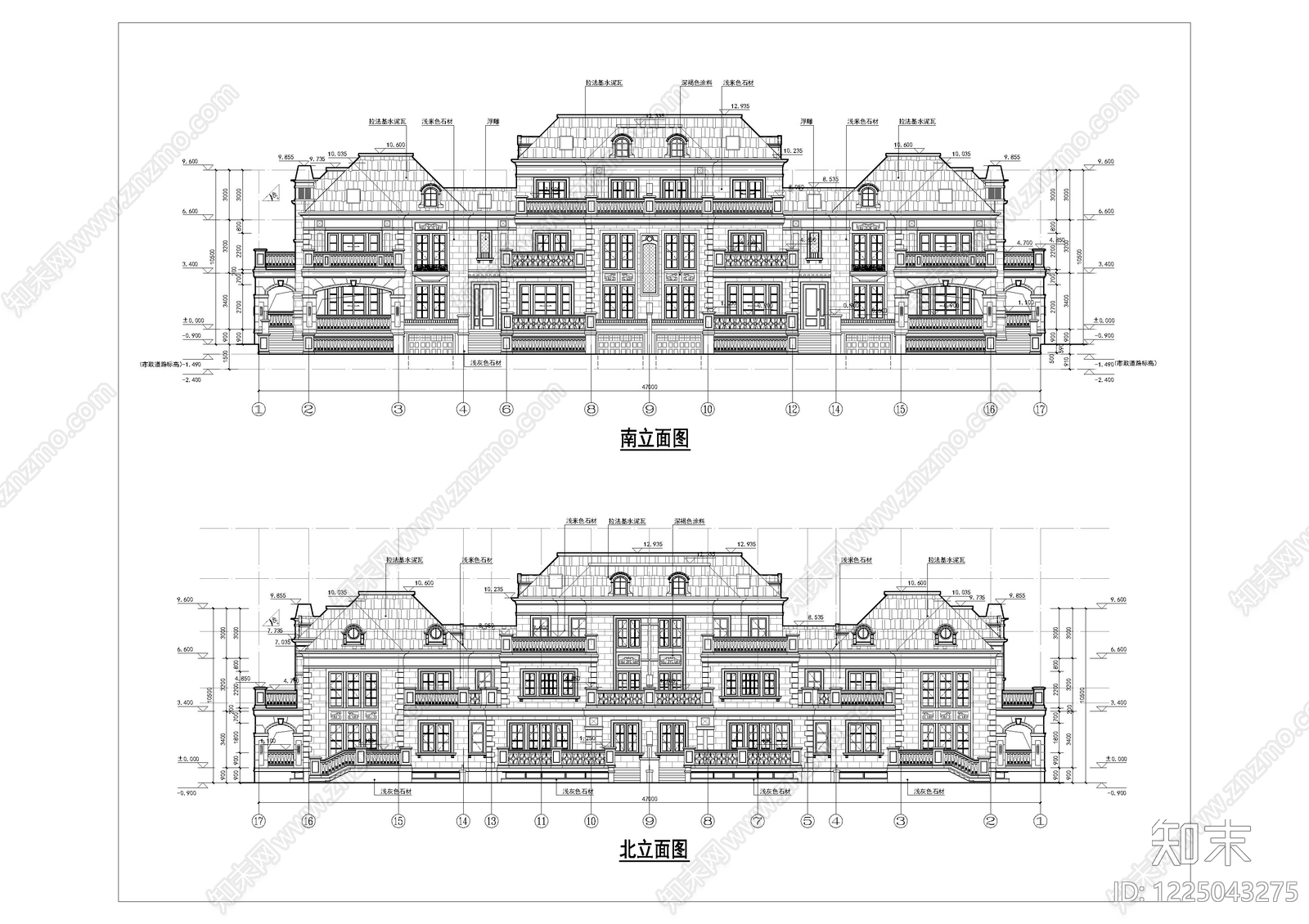 别墅建筑cad施工图下载【ID:1225043275】