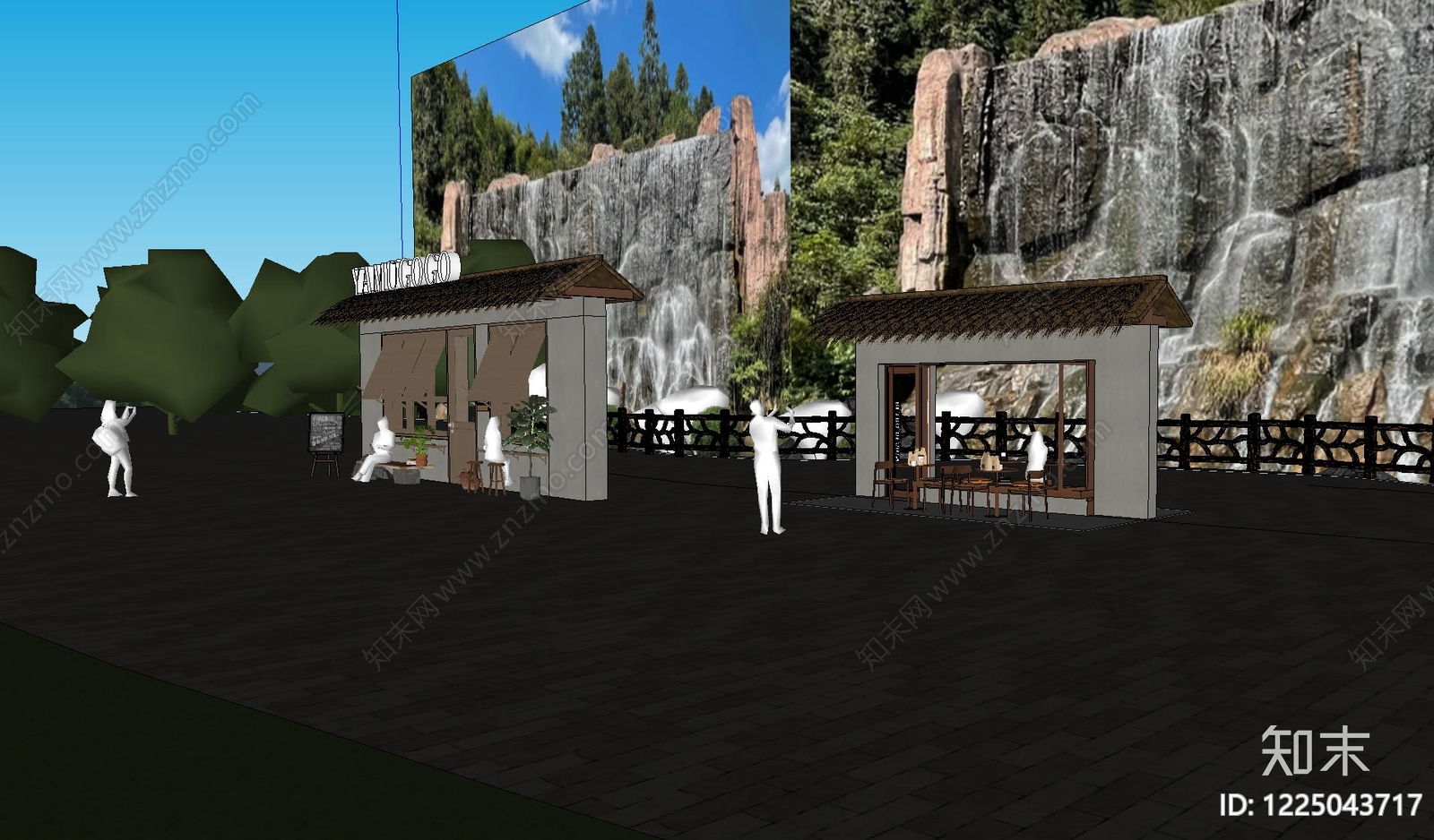 新中式门头SU模型下载【ID:1225043717】