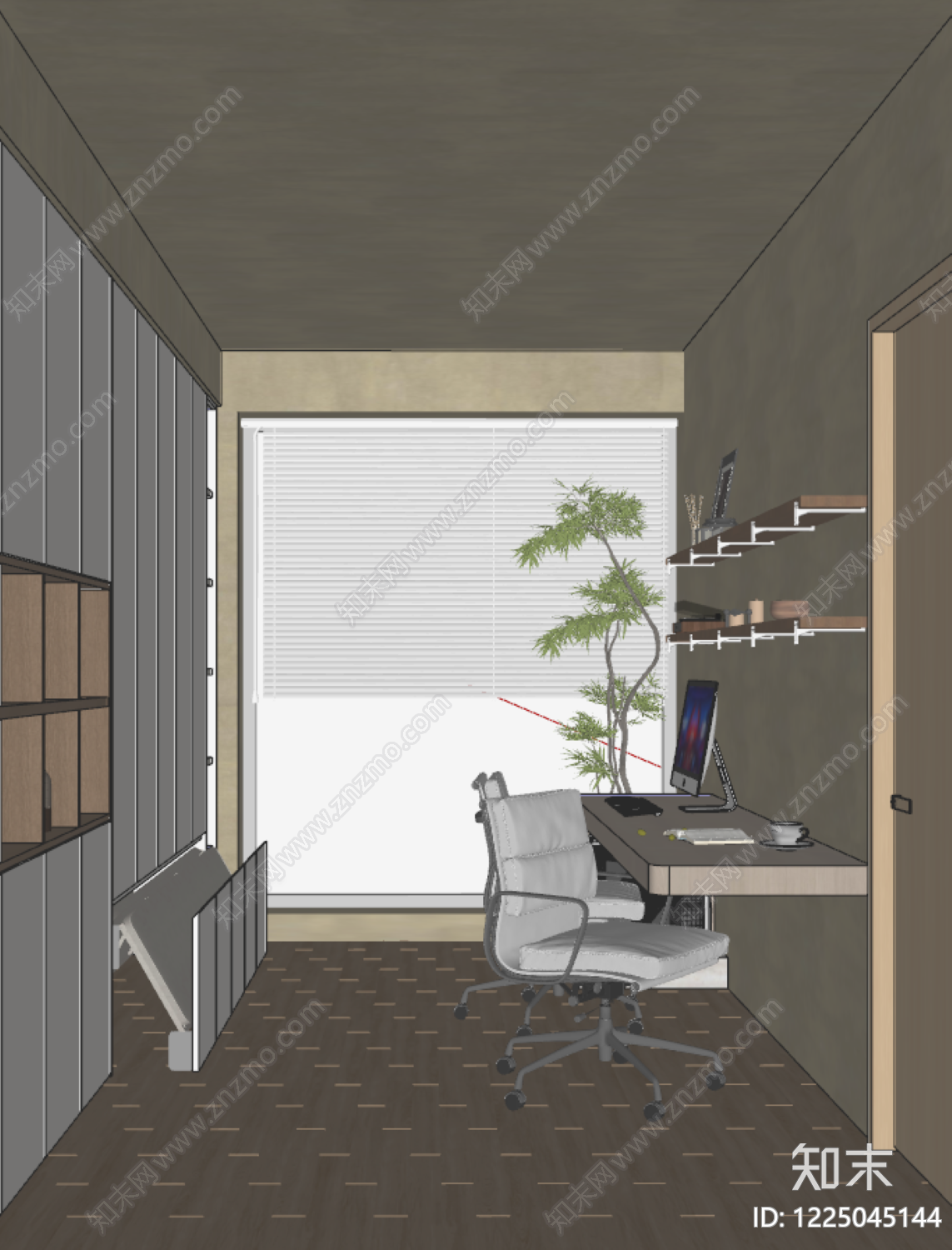现代简约书房SU模型下载【ID:1225045144】