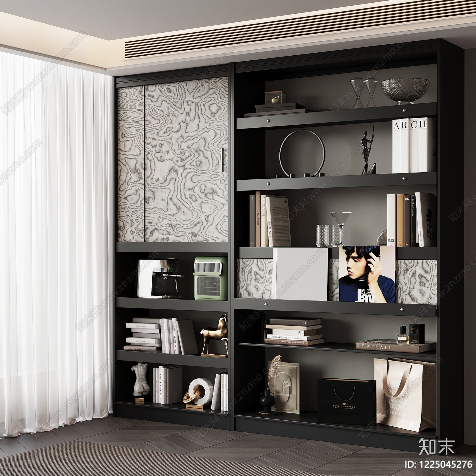 意式极简书柜3D模型下载【ID:1225045276】