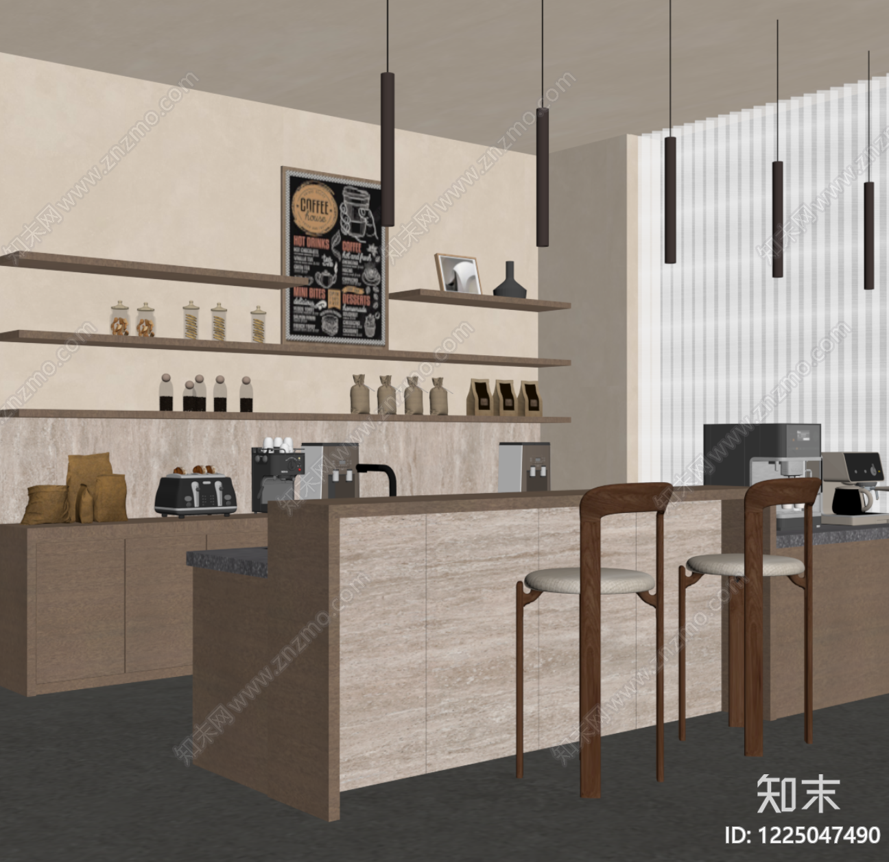 现代简约吧台SU模型下载【ID:1225047490】