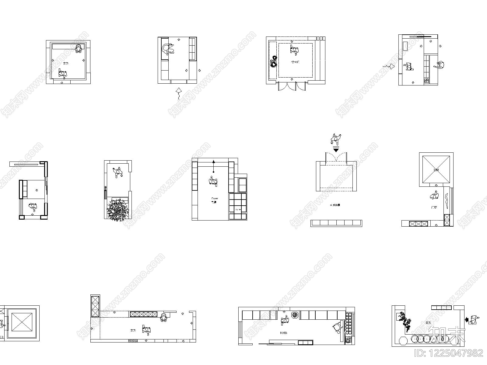 玄关cad施工图下载【ID:1225047982】