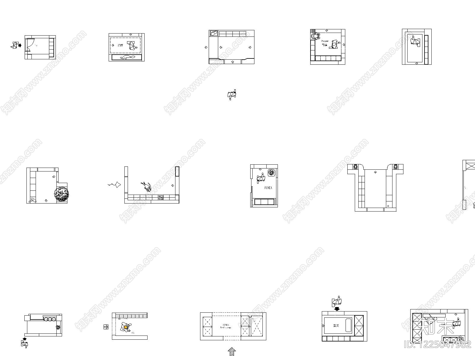 玄关cad施工图下载【ID:1225047982】